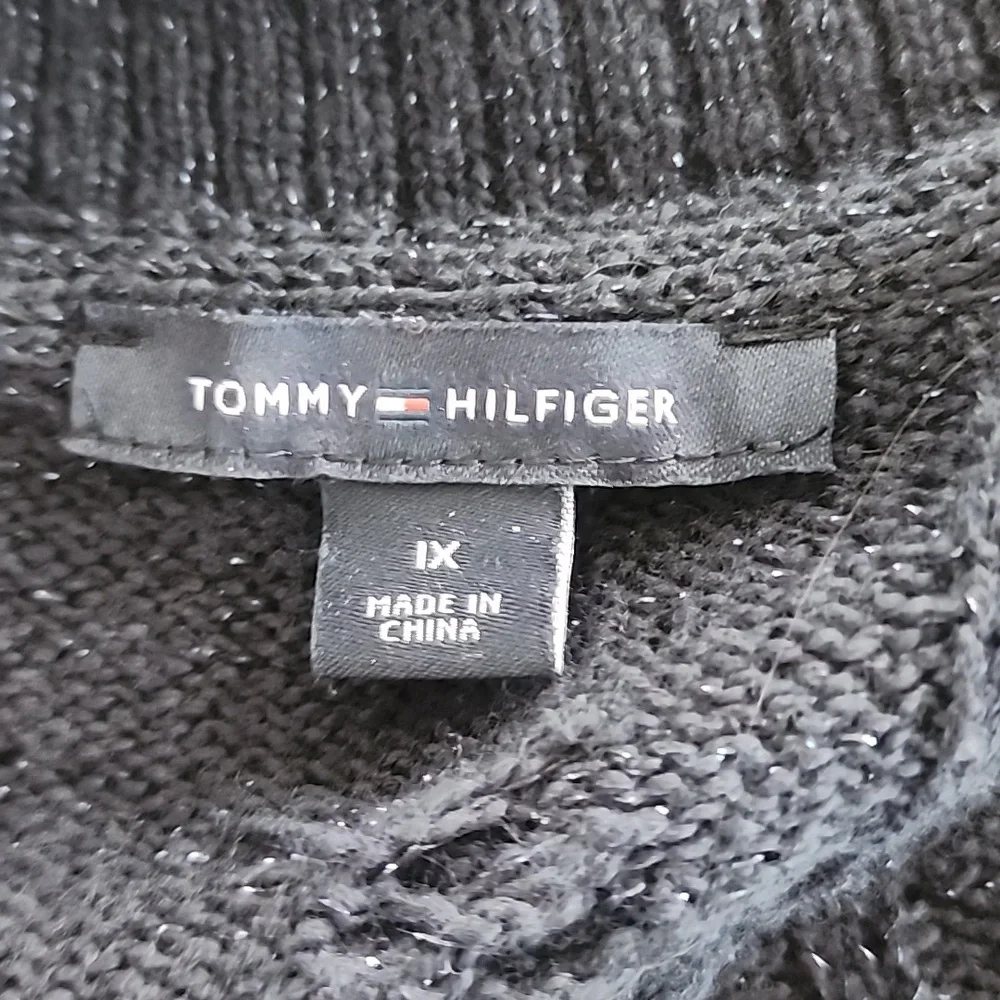 Tommy Hilfiger Womens Plus Metalic Blue Cotton Open Front Cardigan - Size 1X - Picture 5 of 7